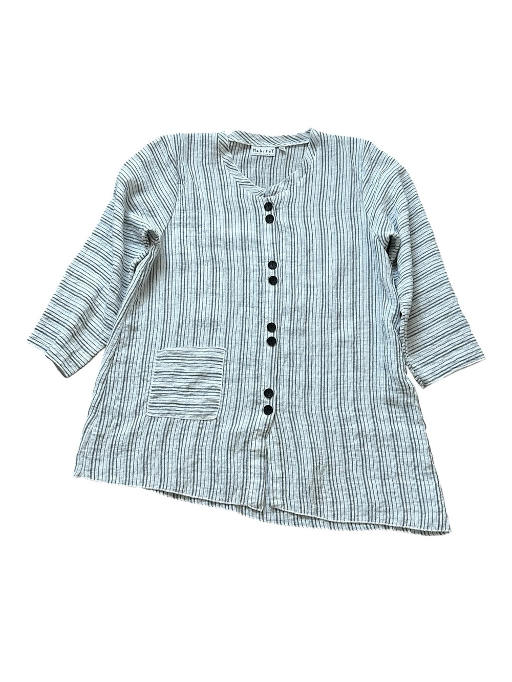 Habitat Button Tunic Shirt Lagenlook Art To Wear Coastal Beach Minimalist
